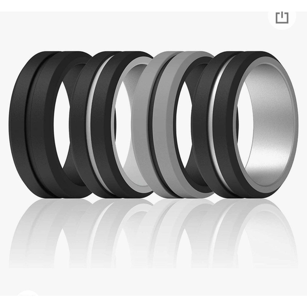 Size 7 - 4 pack ThunderFit silicone mens rings